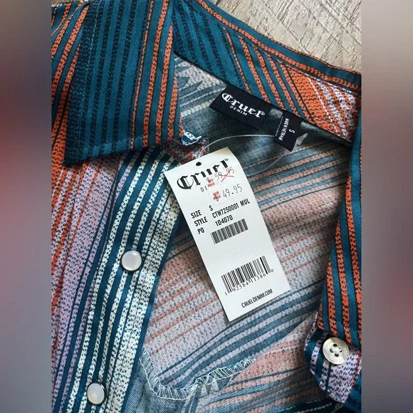 NWT Cruel denim Aztec pearl snap Western‎ Shirt women’s size small - Picture 8 of 12